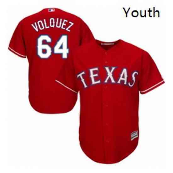 Youth Majestic Texas Rangers 64 Edinson Volquez Replica Red Alternate Cool Base MLB Jersey